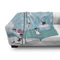 thumbnail image 3 of North Pole Soft Flannel Fleece Throw Blanket, Penguins on Ice Glaciers Funny Animal Characters Print, Cozy Plush for Indoor and Outdoor Use, 50" x 70", Pale Sky Blue Multicolor, by Ambesonne, 3 of 6