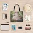 thumbnail image 6 of Canvas Tote Bag for Women Girls Design Print Three Tier Cake with Roses Tote, 6 of 8
