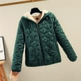 thumbnail image 2 of Jinhomg Fleece Lined Coat for Women Fall Winter Thermal Long Sleeve Full-Zip Puffer Jacket Plus Size Casual Solid Color Outerwear with Pockets Lighten Deals of The Day Green XL, 2 of 5
