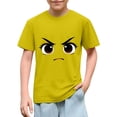 thumbnail image 1 of Blusas y camisas de manga corta con cuello redondo para niños y niñas, color liso, con estampado de expresión linda, manga corta, holgadas y cómodas, blusa para niña, 1 of 6