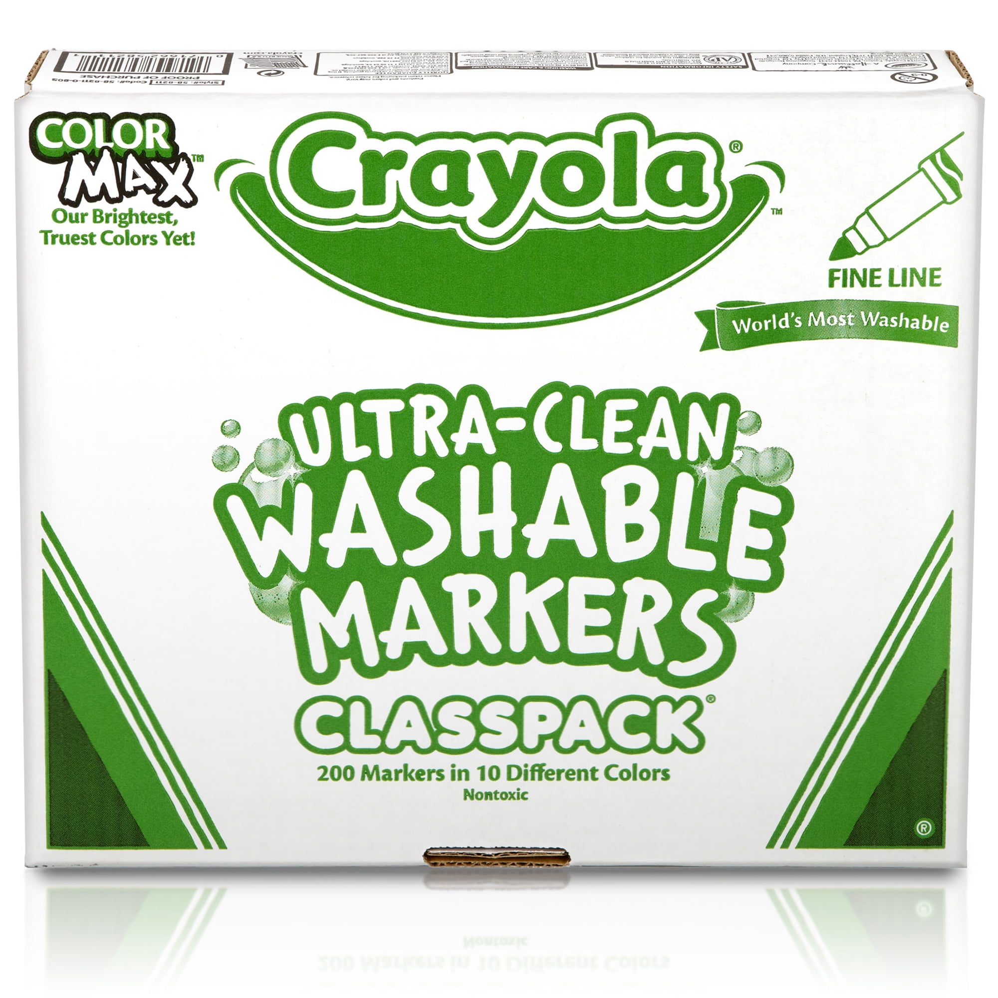 Crayola Ultra-Clean Markers, Fine Line, Classic Colors, 10 Count, PK6  587852