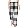 thumbnail image 1 of Fotbe White And Black Plaid Pantalones de Pijama para Mujer, Pantalones de Dormir, Pantalones Pj con Cordón y Bolsillos-Medium, 1 of 6