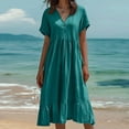 thumbnail image 2 of CIENVNSTG Women's Maxi Dress Short Sleeved Spring Breathable Beach Dress Lightweight Eye-Catching Holiday Dress for Women L, 2 of 5