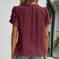 thumbnail image 4 of vigerkar Women 2025 Summer V Neck Ruffle Short Sleeve Blouse Swiss Dot Flowy Shirt Tunic Top , XL, 4 of 6