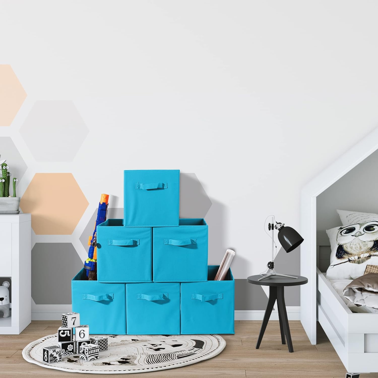 Sorbus Collapsible Fabric Cube Storage Bin (10.5" x 10.5"), Aqua