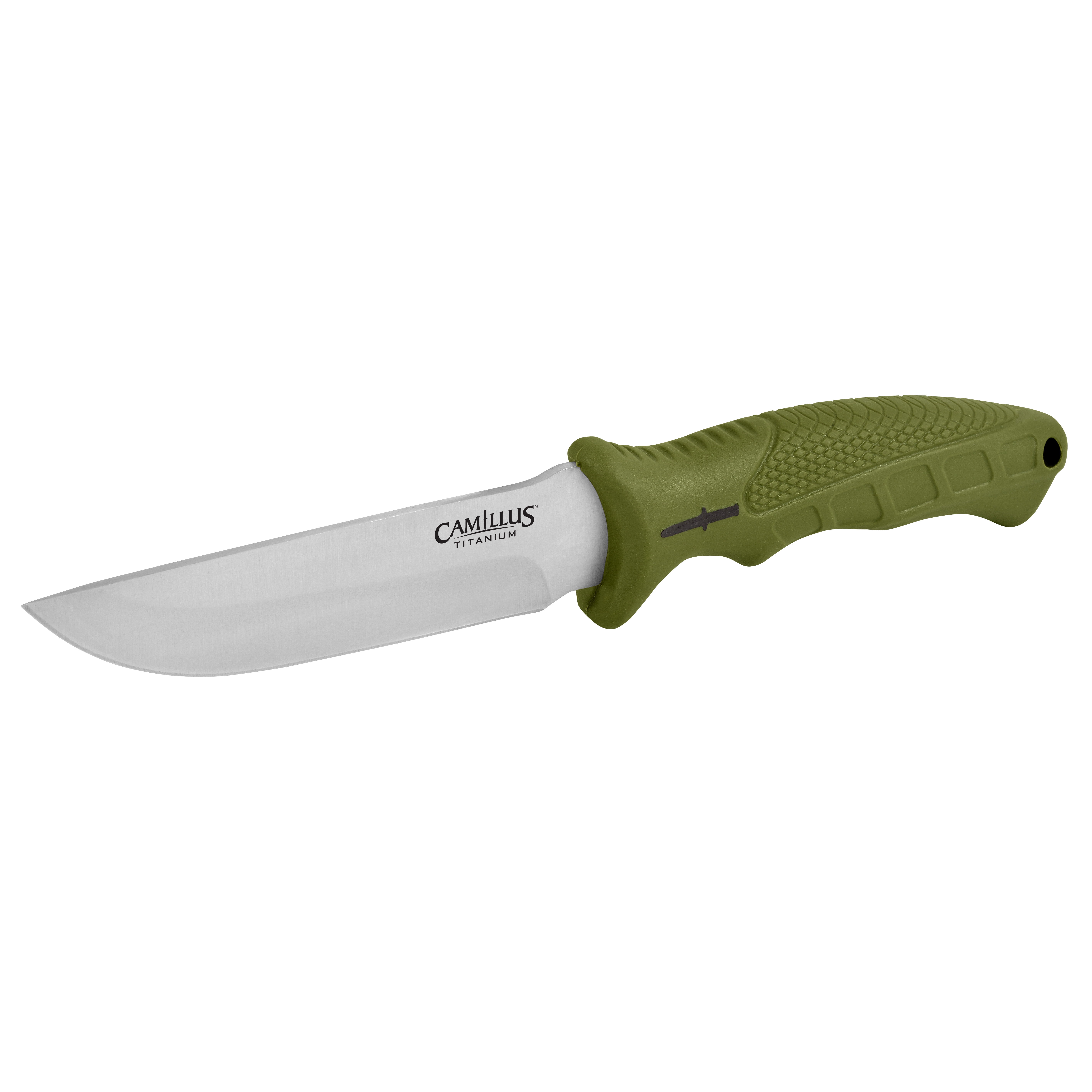 Camillus Camp 9.5" Knife, 4.5" Drop-Point Fixed Blade with Sheath, Green