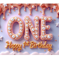 thumbnail image 4 of Glitter Design Happy Birthday Banner Pink Theme First Birthday ONE Banner for Kids Party Indoor Decoration Photo Shoot, 4 of 8