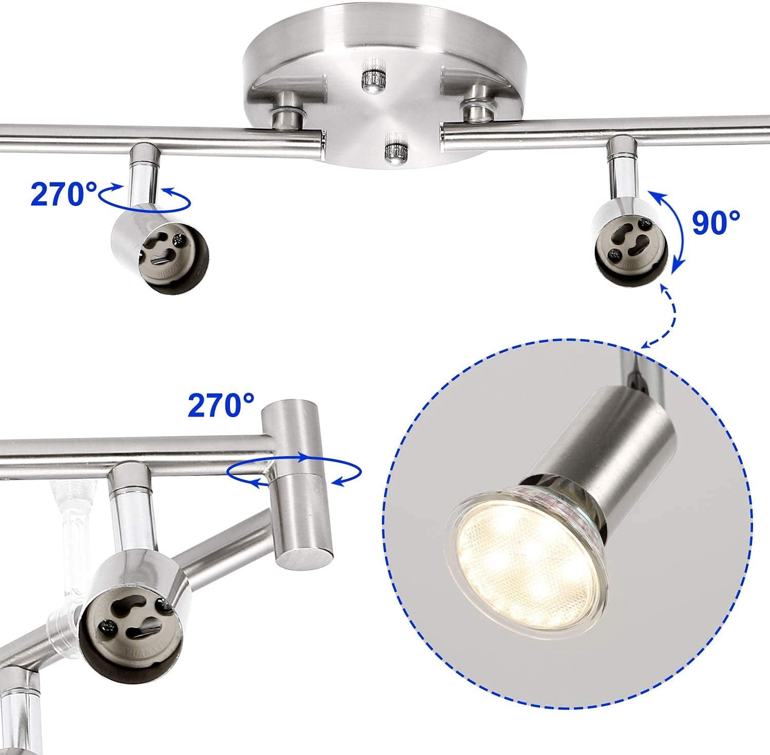 Laboreducer 8 Light Track Lighting Kit - Modern Multi-Directional Ceiling Accent Lights