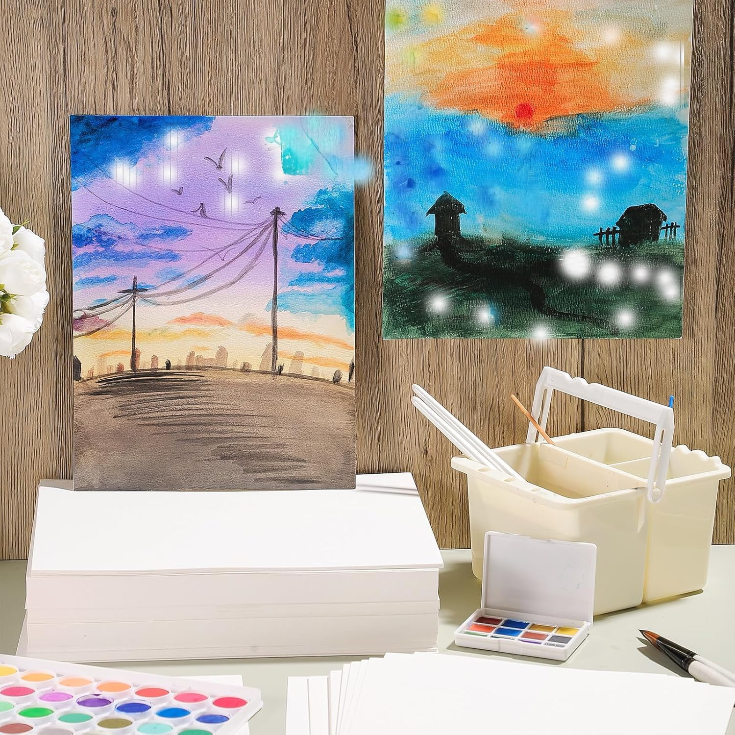 100 Sheets Watercolor Paper Bulk, 200 GSM Cotton Cold Press White Paper, 5 x 7 Inch, Perfect for Kids, Students, Artists