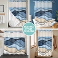 thumbnail image 5 of No Hook Shower Curtain with Snap in Liner, Modern Blue Khaki Stripe Ombre Waterproof Bath Curtain Double Layers with See Through Top Window, Abstract Water Ripple Art Hotel Shower Curtains 60x72in, 5 of 9