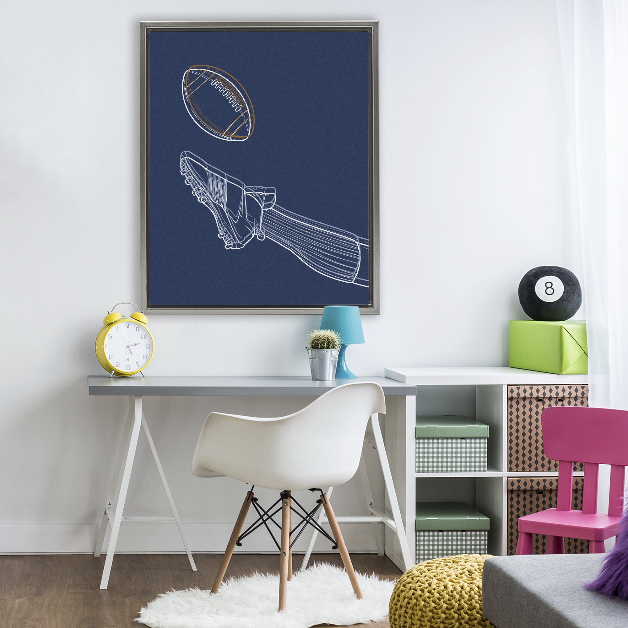 Stupell Industries Football Lines Contour Gray Framed Floater Canvas Wall Art, design by Marcus Prime