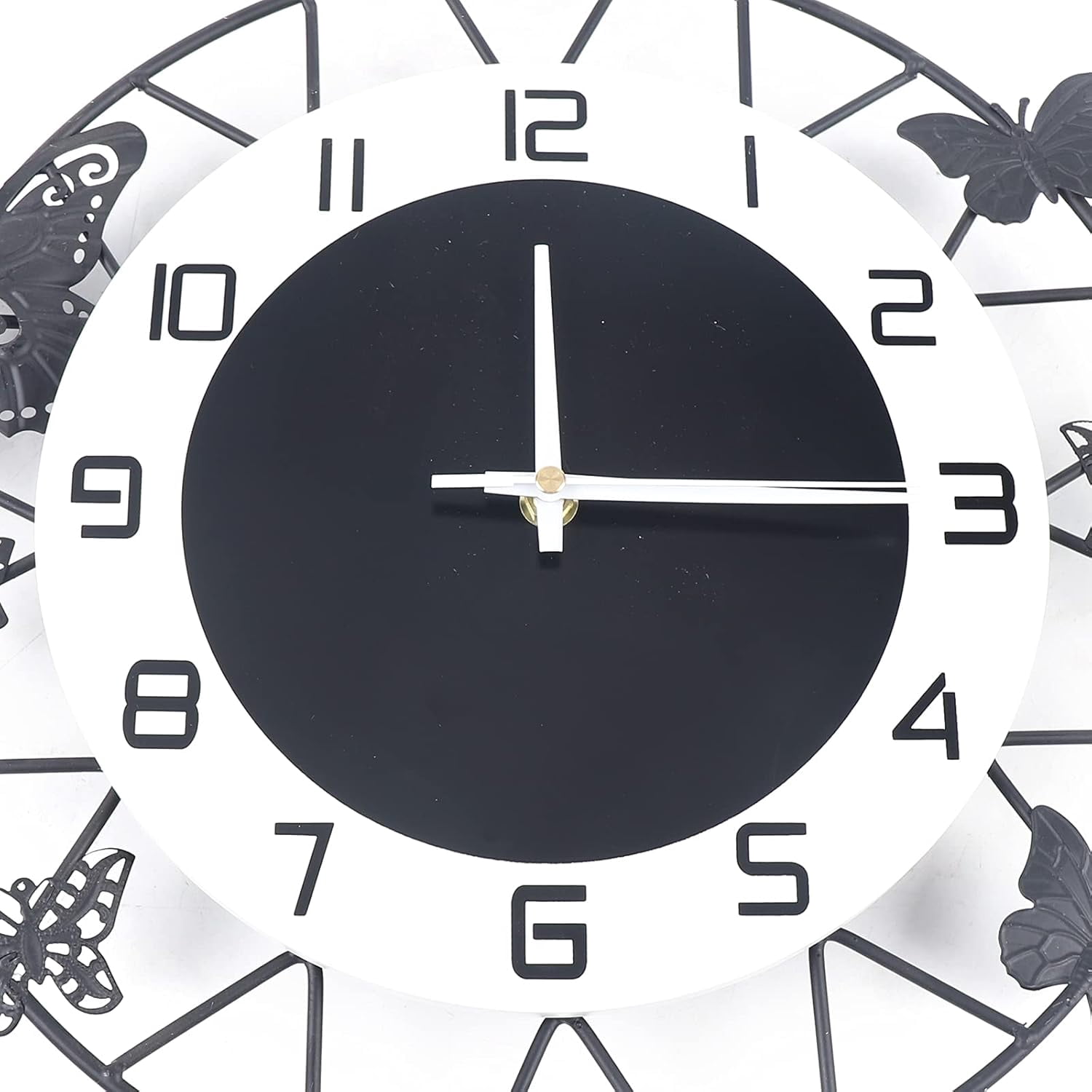 Miumaeov Wall Clock, Butterfly Wall-Mounted Clock, 20 Inch Large Round Wall-Mounted Silent Wall Clocks for Living Room, Bedroom, Office Space