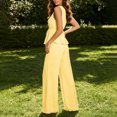 thumbnail image 6 of Maqroz Casual Outfits for Women Striped Sleeveless V Neck Top and Wide Leg Pants Set Drawstring Waist Casual Vacation 2026 Yellow M, 6 of 7
