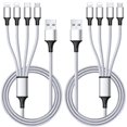 thumbnail image 1 of Cable de carga Puxnoin Multi 4 en 1 tipo C micro USB de 4 pies plateado, 1 of 5