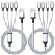 thumbnail image 1 of Cable de carga Puxnoin Multi 4 en 1 tipo C micro USB de 4 pies plateado, 1 of 5