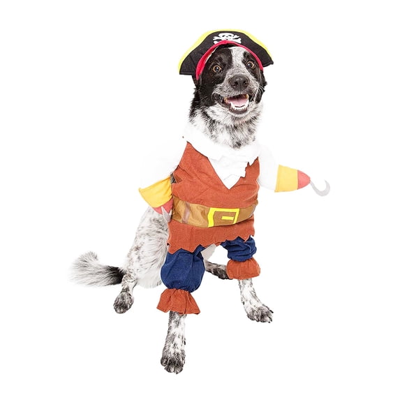 Pet Krewe Medium Dog Pirate Costume | Pet Costume with Arms, Pirate Hat, Tunic and Cape - Perfect for Christmas Holiday, Parties, Photoshoots, Gifts for Dog lovers