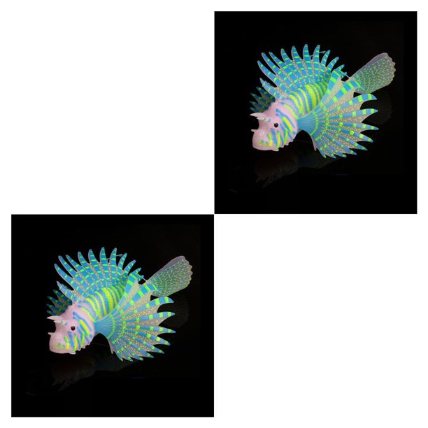 Methold Paisajismo Acuario Decoración Fluorescente Simulación Resplandor León Peces Tropical Pecera Ornamental Azul 2piezas Methold CBP005559
