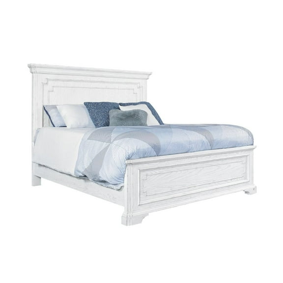 Alpine Furniture Clara Wood Standard King Size Panel Bed in White Mist