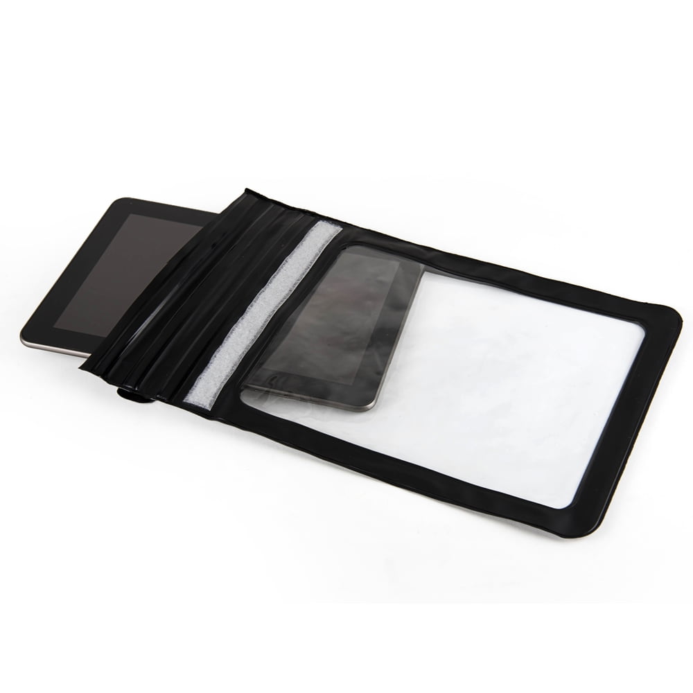 Waterproof Case Tablet Dry Pouch (Black) w/ Neck Lanyard - Compatible w/ iPad Pro 12.9/11/9.7 Samsung Galaxy Tab S4/Book Microsoft Surface Go, Tablets up to 12.9” Great for Swim Pool Beach Bath Travel