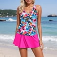 thumbnail image 2 of UJNDER Maillots de Bain pour Femmes Tankini Bikini Mini Robe de Bain Mode Imprimé Col en V Plissé Plage Bain Tenue de Plage Maillots de Bain pour Femmes Rouge m, 2 of 5