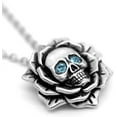 thumbnail image 4 of Raven Skull Necklace with light siam Swarovski Crystal, 4 of 7