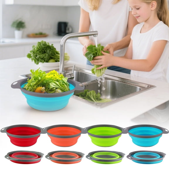 Collapsible Colander Set | 1-Pack Foldable Kitchen Strainers for Pasta, Fruit, Vegetables | Space-Saving for Kitchen & Travel collapsible strainer
