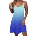 thumbnail image 2 of summer dresses for women 2024 Casual Sundress Summer Camisole Boho Beach Dress V Neck Tank Dresses Beach Dress wedding guest dresses for women Blue Polyester XL, 2 of 6