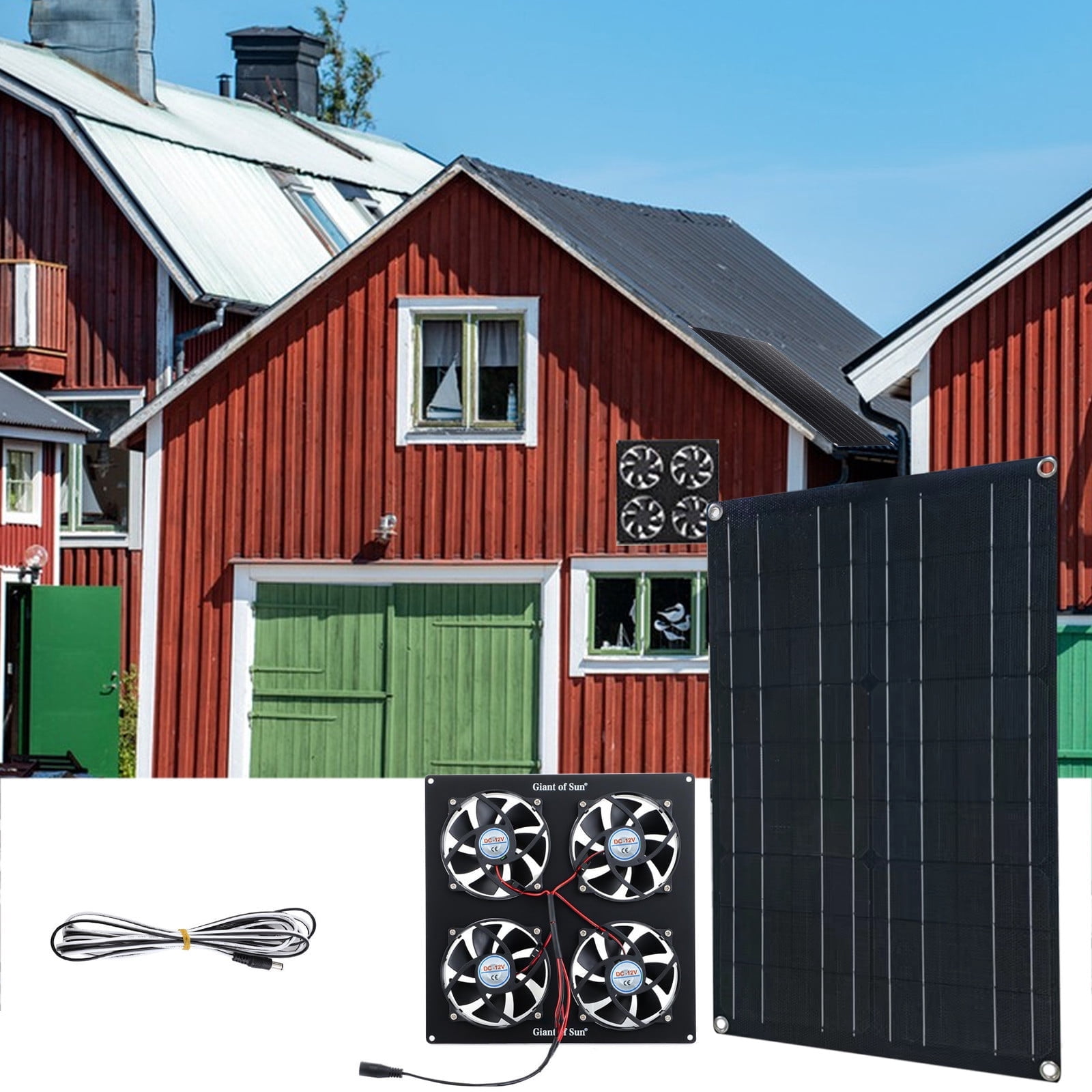 Ventilador solar de 3000 CFM, panel solar de 30 W, 4 motores para ...