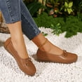 thumbnail image 5 of Miluxas Leather Flat Shoes, Lightweight Anti-Slip Breathable for Women Dressy Slip-On Bow-Knot Flats Loafers Brown 9.5(43), 5 of 9