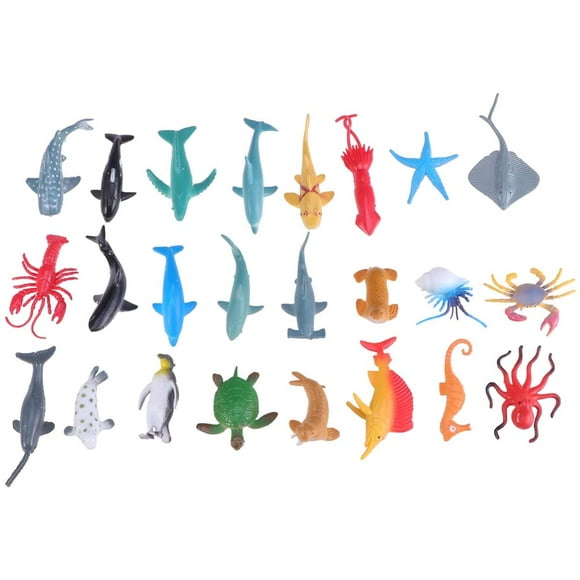 CPDD 24Pc Sea Ocean Animals Plastic Pool Toys Set Display Model Play Set Deep Sea Animal Figures Birthday Gifts for Children Education