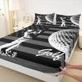 thumbnail image 3 of Homewish Golf Sport Player Bed Sheets for Teen, Grey Stripes Stars Flag King Sheets, Modern Ball Game Sheet Set, Ultra Soft Bedroom Decor, 4pcs, 3 of 7