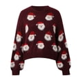 thumbnail image 4 of Shadoumai Brown Tops for Women Trendy Comfortable Round Neck Novelty Christmas Top Soft Fleece Lined Christmas Sweater for Women, 4 of 7