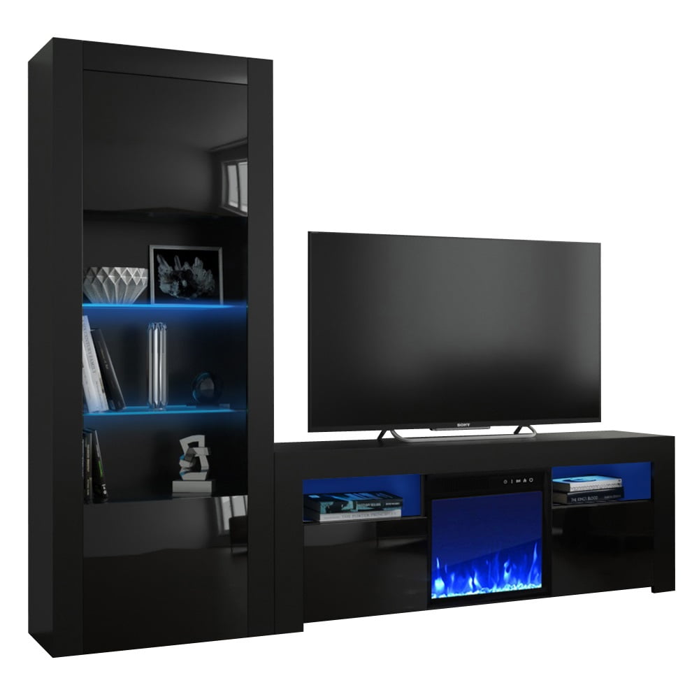 Milano Set 145EFBK Electric Fireplace Modern Wall Unit Entertainment
