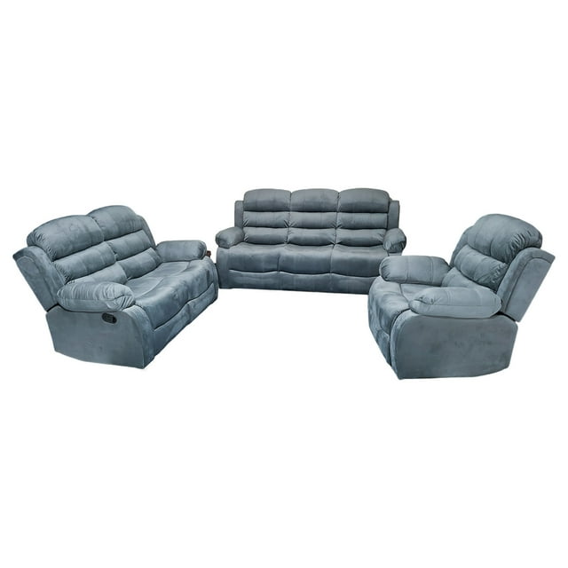 Sala Modular de 3 plazas Reclinable Gris 3-2-1 con 6 plazas Tela Velvet Sephir Bossa