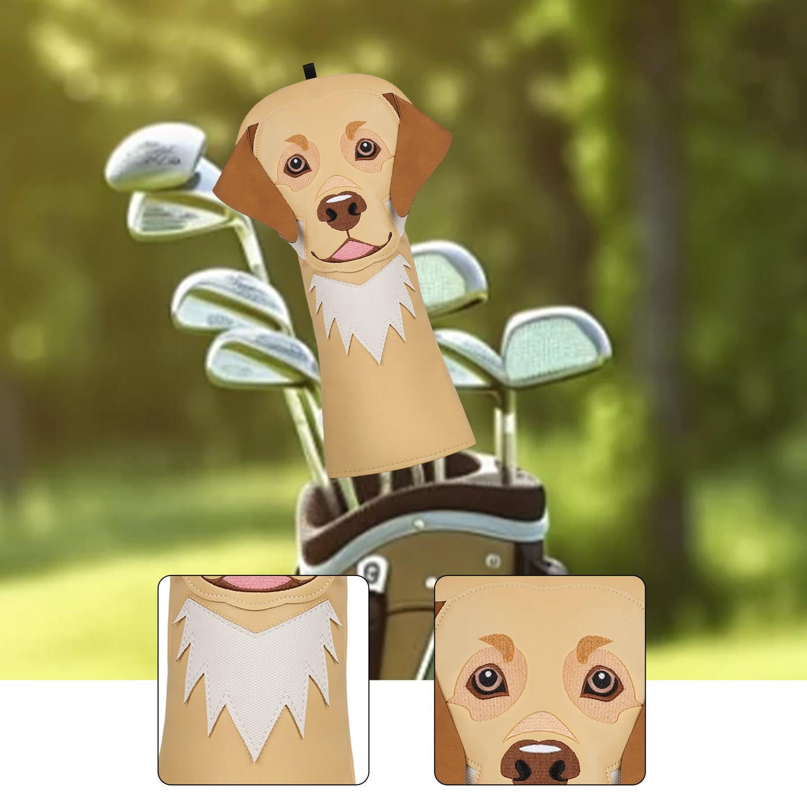 funtasica Dog-shaped Wooden Golf Club Cover, Wooden Club Headcover, Transport Protection, Golf Accessory, Scratch-resistant Protection for Drivers