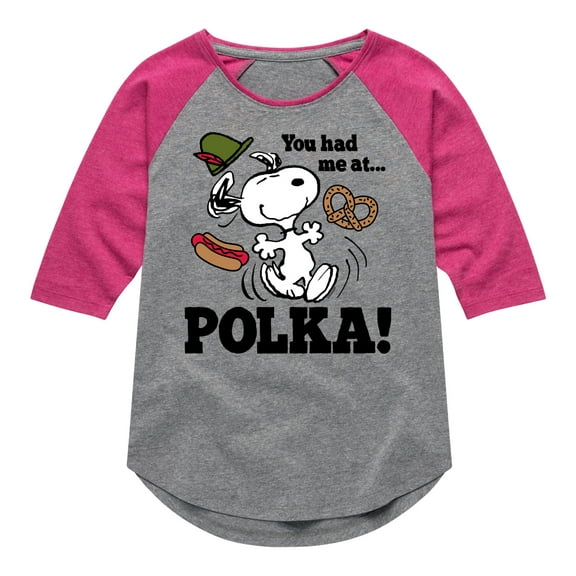 Peanuts - You Had Me At Polka - Toddler & Youth Girls Raglan Graphic T-Shirt