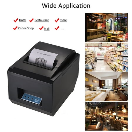 80mm BT Thermal Receipt Kitchen Printer Auto Cutter Compatible with ESC/POS Commands USB Port High Speed Clear Printing for iOS & Android &