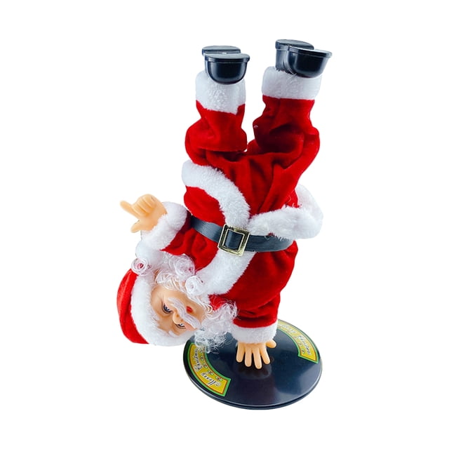 Baile eléctrico Muñeco de Papá Noel Decoración navideña Soporte de mano de Navidad Rotación Juguetes de Papá Noel Adorno para