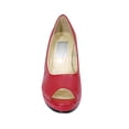 thumbnail image 2 of PEERAGE Ruth Women Extra Wide Width Peep Toe Platform Pump RED 5.5, 2 of 6