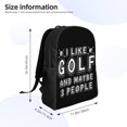 thumbnail image 3 of Mochila para portátil con diseño de "Me gusta el golf, los perros y quizás tres personas", ideal para viajes, para la universidad, para el trabajo o para negocios, color negro, ideal como regalo para, 3 of 5