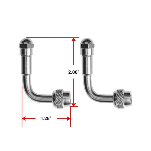 Pacific Dualies Valve Stem Extension 18090 Use With Inner Wheels And Outer Wheels; 90 Degree; Stainless Steel; With Caps; Set Of 2
