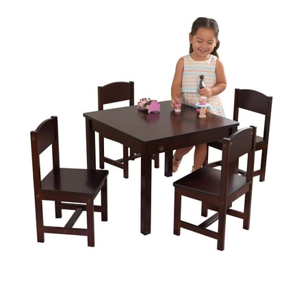 KidKraft Wooden Farmhouse Table & 4 Chair Set  Espresso
