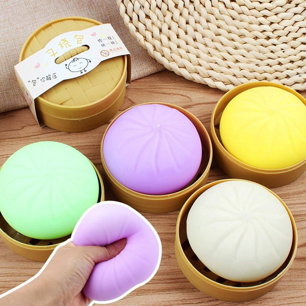 4 Pcs Easter Basket Stuffers for Kids Toddlers, Steamed Bun Squishies Stress Ball Sensory Toys, Valentine's Day Gifts Stocking Stuffers Party Favors