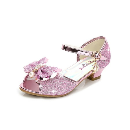 

Colisha Girls Heeled Sandals Peep Toe Princess Shoe Chunky Mary Jane Sandal Party Lightweight Pumps Ankle Strap Dress Shoes Pink 7C