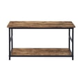 thumbnail image 3 of Mesa de Centro Rectangular de 2 Niveles con Estante, para Sala de Estar, Madera Vintage HOMEMAKE FURNITURE Industrial Rústico, 3 of 6