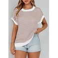 thumbnail image 7 of PRETTYGARDEN Womens Spring Summer Sweaters Casual Round Neck Cap Sleeve Vests Trendy Striped Pullover Knit Tops, 7 of 7