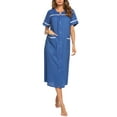 thumbnail image 3 of Avidlove Women Snap Front Dusters Housecoat Cotton Long Nightgown Short Sleeve House Robe Dress with Pockets, 3 of 5