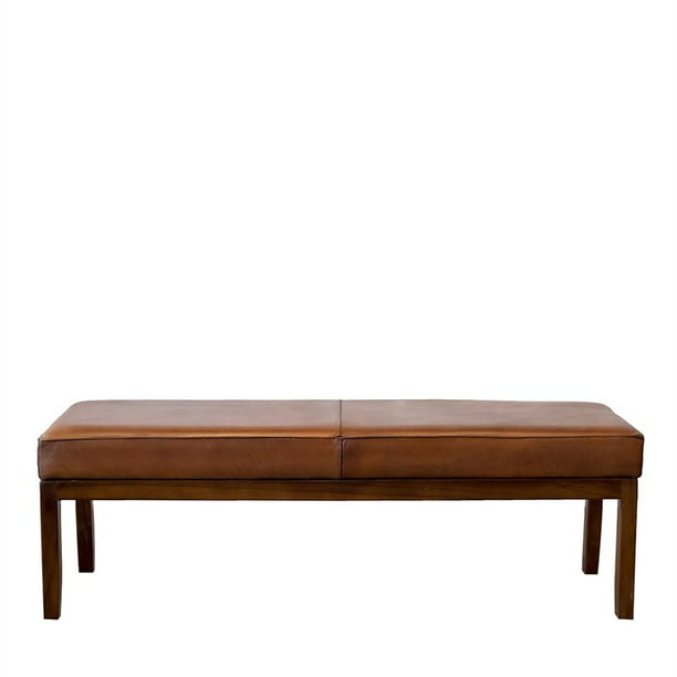 Pemberly Row Asher Mid Century Modern, Contemporary Leather Bench
