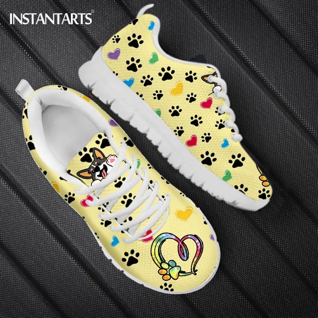 Zapatos planos con dibujos de Corgi galés kawaii para amantes de los perros, zapatillas ligeras con cordones, calzado transpirable para caminar, nuevo