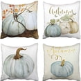 thumbnail image 2 of Vikakiooze Tarolo Set of 4 Decorative Throw Pillow Case Cover Autumn Pumpkins White, 2 of 7